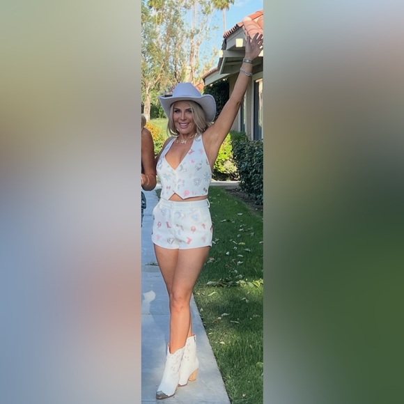 Nasty Gal Rhinestone Western Vest & Shorts Festival Stagecoach Outfit | Size 2 - Picture 3 of 17